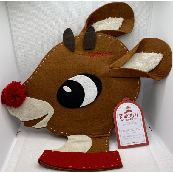Pottery Barn Kids Rudolph the Red Nosed Reindeer Chair Backer Felt Greyson - Picture 2 of 12